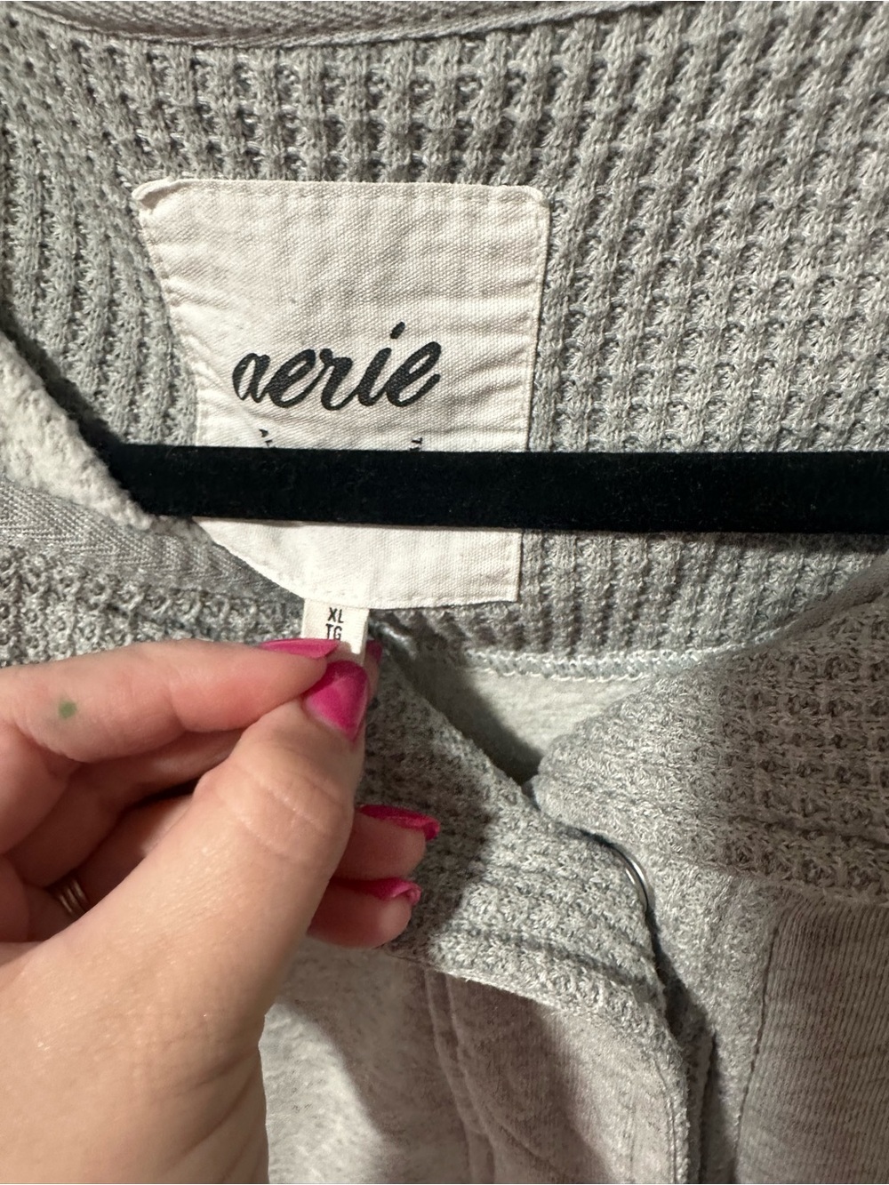 aerie Light Gray Waffle-Knit Pullover - Picture 3 of 3